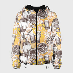 Куртка с капюшоном женская Пиво Beer, цвет: 3D-черный