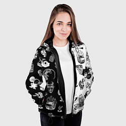 Куртка с капюшоном женская КРОВОСТОК ТАТУИРОВКИ ЧБ, цвет: 3D-черный — фото 2