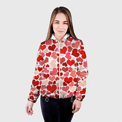 Куртка с капюшоном женская Множество сердец, цвет: 3D-белый — фото 2