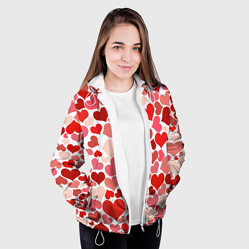 Женская куртка Множество сердец / 3D-Белый – фото 3