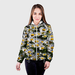 Куртка с капюшоном женская Ромашки, цвет: 3D-белый — фото 2