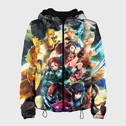 Куртка с капюшоном женская КЛИНОК РАССЕКАЮЩИЙ ДЕМОНОВ ПЕРСОНАЖИ, цвет: 3D-черный