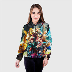 Куртка с капюшоном женская КЛИНОК РАССЕКАЮЩИЙ ДЕМОНОВ ПЕРСОНАЖИ, цвет: 3D-черный — фото 2