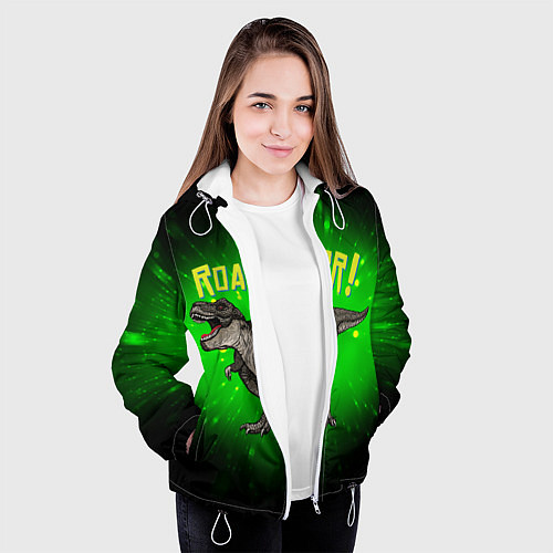 Женская куртка Roarrr! Динозавр T-rex / 3D-Белый – фото 3