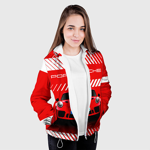 Женская куртка PORSCHE ПОРШЕ RED STYLE / 3D-Белый – фото 3