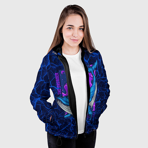 Женская куртка Кит мечтатель The dreamer / 3D-Черный – фото 3