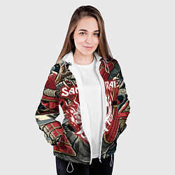 Куртка с капюшоном женская SAMURAI CYBERPUNK NINJA, цвет: 3D-белый — фото 2