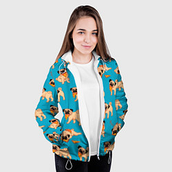 Куртка с капюшоном женская Мопсы с пиццей, цвет: 3D-белый — фото 2