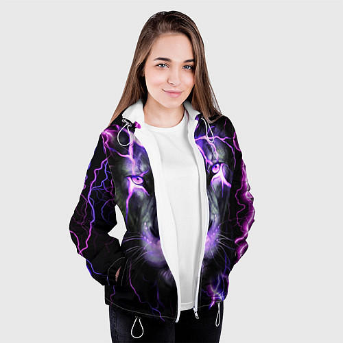 Женская куртка НЕОНОВЫЙ ЛЕВ NEON LION / 3D-Белый – фото 3
