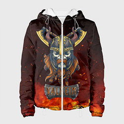 Куртка с капюшоном женская Valheim Череп викинга, цвет: 3D-белый