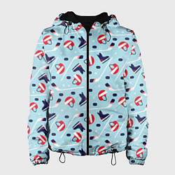 Куртка с капюшоном женская Hockey Pattern, цвет: 3D-черный