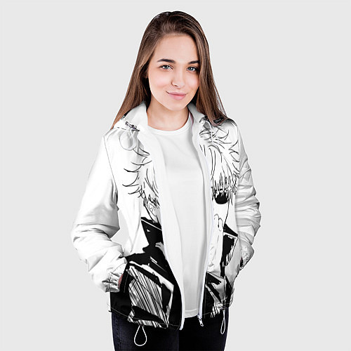 Женская куртка Магическая битва Годжо / 3D-Белый – фото 3