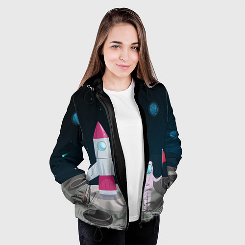 Женская куртка Астронавт покоряет космос / 3D-Черный – фото 3