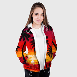 Куртка с капюшоном женская Гавайский закат, цвет: 3D-белый — фото 2