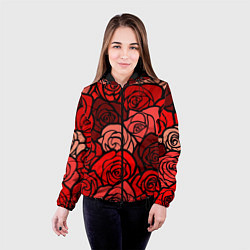 Куртка с капюшоном женская Розочки, цвет: 3D-черный — фото 2