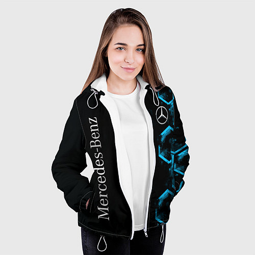 Женская куртка Mercedes Мерседес Неон / 3D-Белый – фото 3
