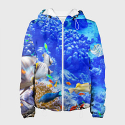 Куртка с капюшоном женская Морской мир, цвет: 3D-белый