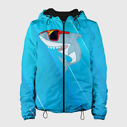 Куртка с капюшоном женская Акула в очках, цвет: 3D-черный