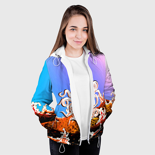 Женская куртка Осьминог в Лаве Градиент / 3D-Белый – фото 3
