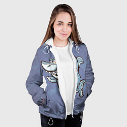 Куртка с капюшоном женская Акула, цвет: 3D-белый — фото 2