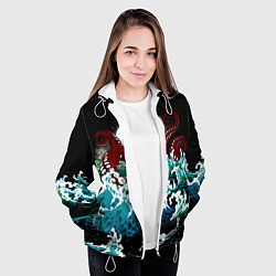 Куртка с капюшоном женская Корабль на Волнах Кракен, цвет: 3D-белый — фото 2