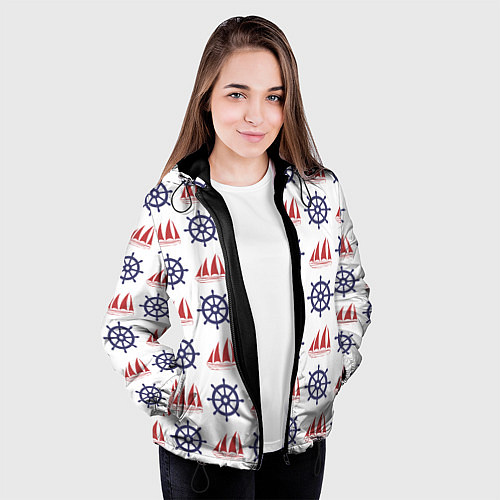 Женская куртка Корабли и штурвалы / 3D-Черный – фото 3