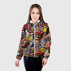 Куртка с капюшоном женская Логотипы Аниме Мультиков, цвет: 3D-белый — фото 2