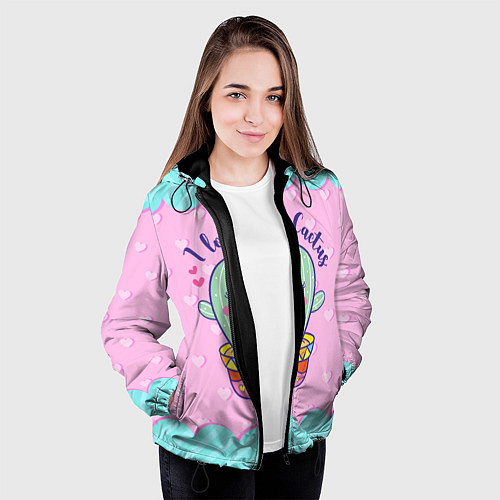 Женская куртка Милый кактус / 3D-Черный – фото 3