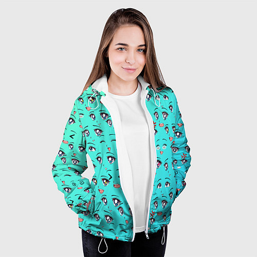 Женская куртка Аниме эмоции / 3D-Белый – фото 3