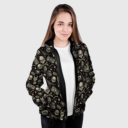 Женская куртка Scull pattern rock / 3D-Черный – фото 3