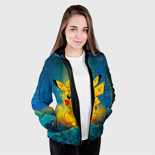 Женская куртка Жидкий Пикачу / 3D-Черный – фото 3