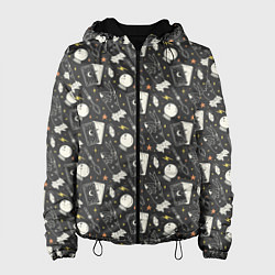 Куртка с капюшоном женская Мистический фон, цвет: 3D-черный