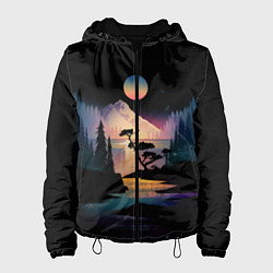 Куртка с капюшоном женская Природа в темноте, цвет: 3D-черный