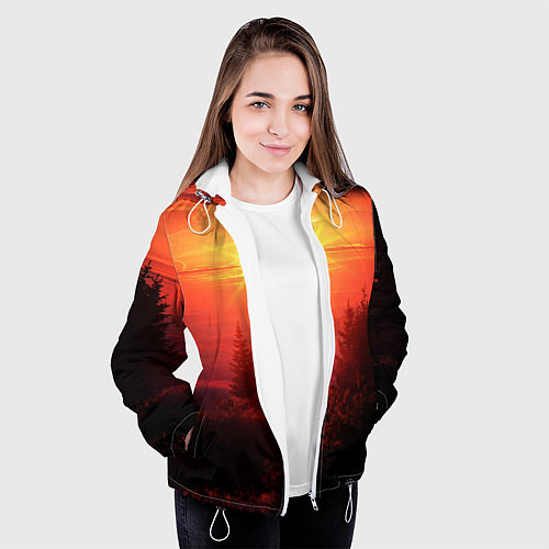 Женская куртка УТРЕННИЙ РАССВЕТ НАД ОБЛАКАМИ / 3D-Белый – фото 3