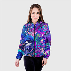 Куртка с капюшоном женская Неоновые Звери, цвет: 3D-черный — фото 2