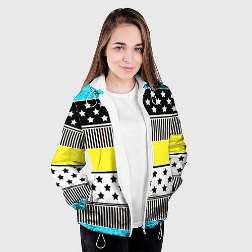 Женская куртка Неоновый яркий полосатый узор / 3D-Белый – фото 3