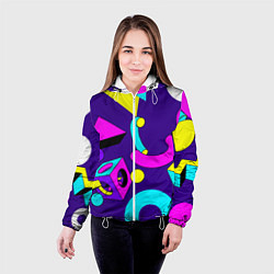 Куртка с капюшоном женская Геометрические фигуры, цвет: 3D-белый — фото 2