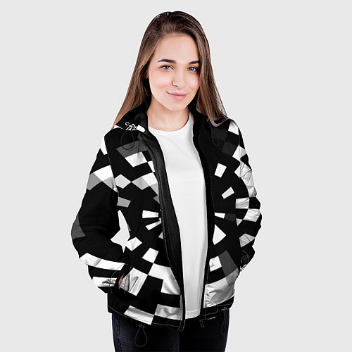 Женская куртка Черно-белый фон иллюзии / 3D-Черный – фото 3