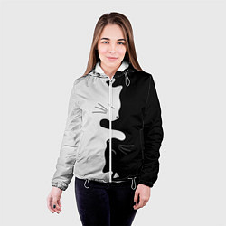 Куртка с капюшоном женская Коты инь янь, цвет: 3D-белый — фото 2