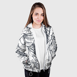 Куртка с капюшоном женская Тропические листья, цвет: 3D-белый — фото 2