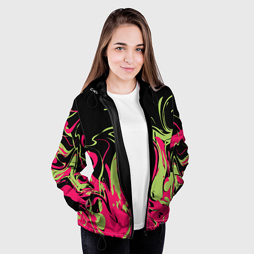 Женская куртка Черно малиновый абстрактный / 3D-Черный – фото 3