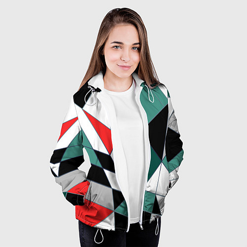 Женская куртка Абстрактный геометрический / 3D-Белый – фото 3