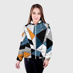 Куртка с капюшоном женская Геометрический узор, цвет: 3D-белый — фото 2
