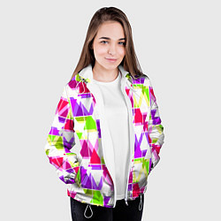 Куртка с капюшоном женская Абстрактный яркий узор, цвет: 3D-белый — фото 2