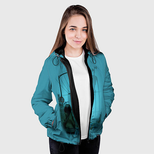 Женская куртка СИРЕНОГОЛОВЫЙ И ДЕВОЧКА / 3D-Черный – фото 3