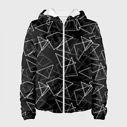 Куртка с капюшоном женская Черно-белый геометрический, цвет: 3D-белый