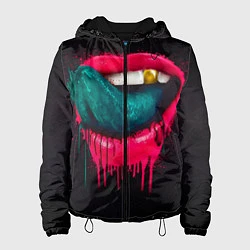 Куртка с капюшоном женская Ядовитый поцелуй, цвет: 3D-черный