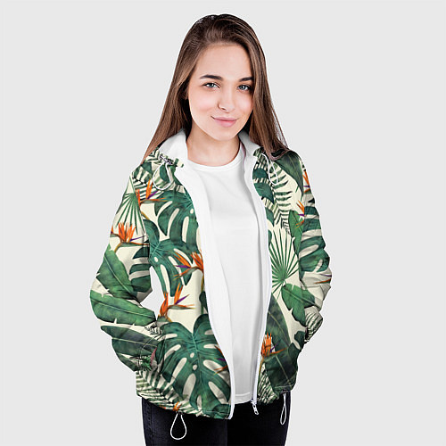 Женская куртка Тропический паттерн / 3D-Белый – фото 3