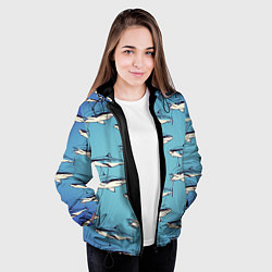 Куртка с капюшоном женская Акулы Паттерн, цвет: 3D-черный — фото 2