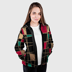 Куртка с капюшоном женская Модный абстрактный узор, цвет: 3D-черный — фото 2
